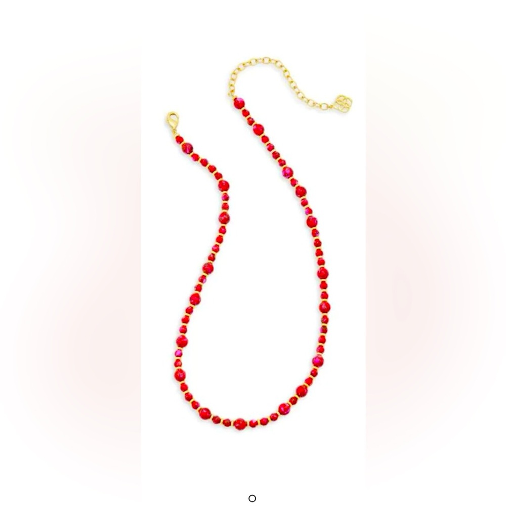 COPY - Kendra Scott gold beaded strand necklace-bronze veined red and fuschia m…